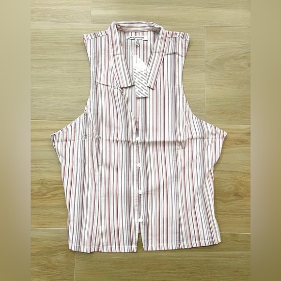 NWT Urban Outfitters Party Girl Cotton-Blend Button Down Sleeveless Shirt - Picture 5 of 6